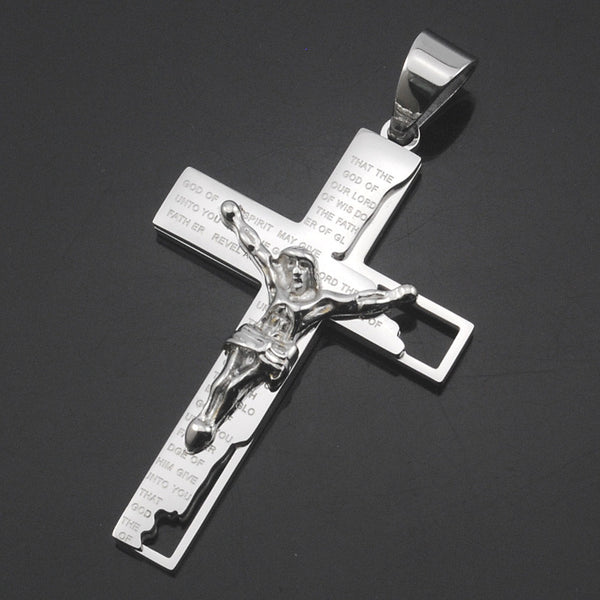 Black Silver Gold Jesus Classic Vintage Gift Mens Stainless Steel 316L Cross Pendant Necklace Chain Jewellery Wholesale BP652