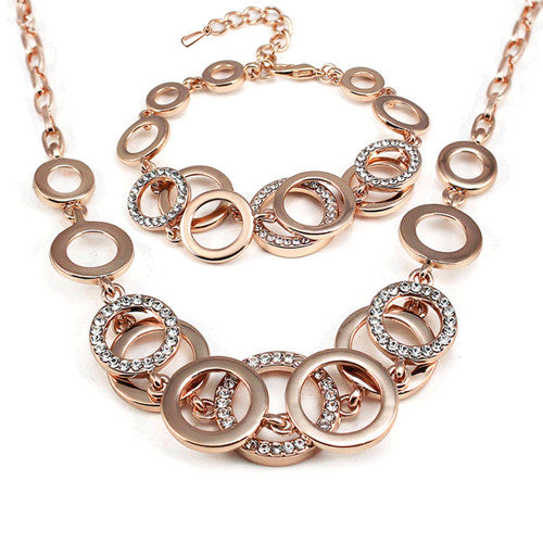 Luxurious Bridal jewellery sets female Rose gold-plated Vintage set For Women Wedding Silver Circle Jewelry sets of african