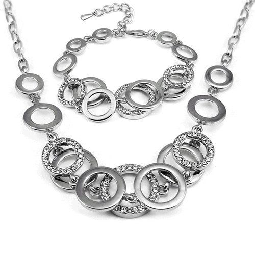 Luxurious Bridal jewellery sets female Rose gold-plated Vintage set For Women Wedding Silver Circle Jewelry sets of african