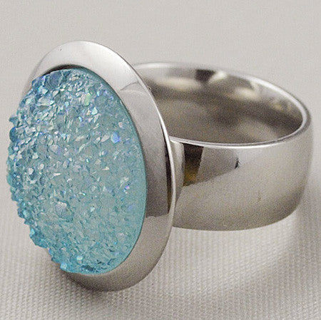 Fashion Vintage Party Rings jewellery Pink/Green/Purple/White Stone Silver Stainless Steel Ring For Women Jewelry Unique design