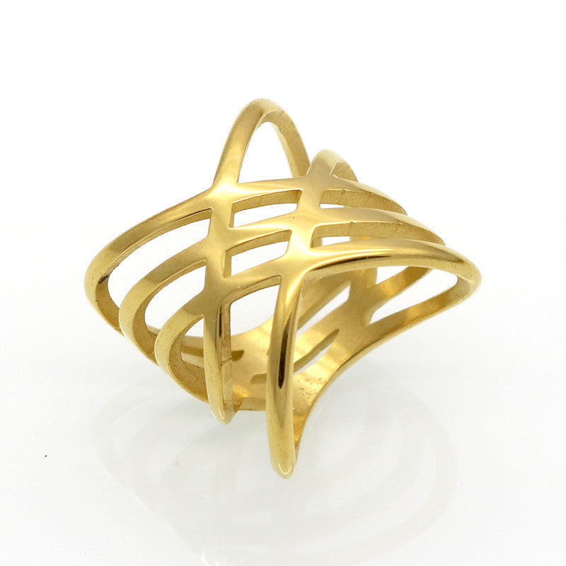 Mopera New Hot Sales Unique Shaped Woman Wedding Party Bands Classical Gold Plated Cocktail Rings For Womens Fashion Jewellery