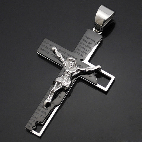 Black Silver Gold Jesus Classic Vintage Gift Mens Stainless Steel 316L Cross Pendant Necklace Chain Jewellery Wholesale BP652