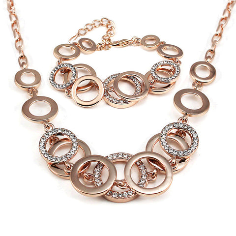 Luxurious Bridal jewellery sets female Rose gold-plated Vintage set For Women Wedding Silver Circle Jewelry sets of african